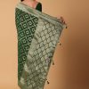 Green Banarasi Georgette Saree With Zari Bandhani Weave And Unstitched Blouse Piece