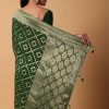 Green Banarasi Georgette Saree With Zari Bandhani Weave And Unstitched Blouse Piece
