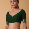 Green Banarasi Georgette Saree With Zari Bandhani Weave And Unstitched Blouse Piece