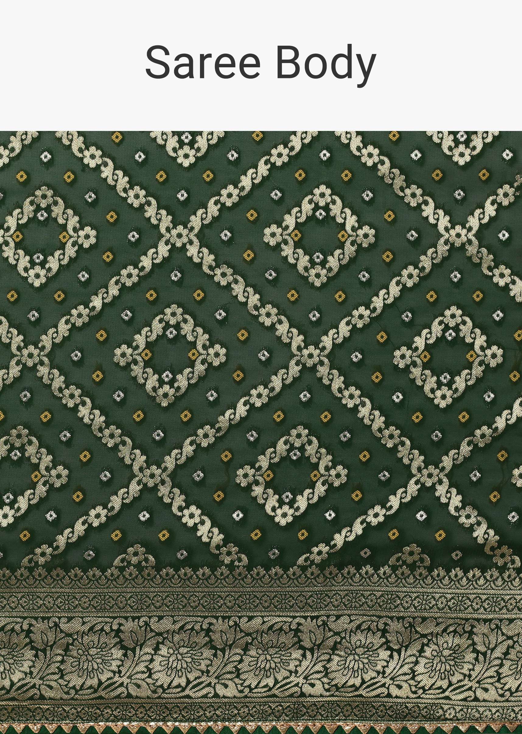 Green Banarasi Georgette Saree With Zari Bandhani Weave And Unstitched Blouse Piece