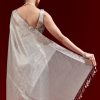 Metallic Blue Banarasi Tissue Saree With Micro Geometric Weave And Floral Woven Border