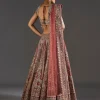 Pink Printed Lehenga With Mirror And Stone Accents