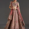Pink Printed Lehenga With Mirror And Stone Accents