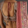 Pink Printed Lehenga With Mirror And Stone Accents