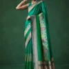 Green Shaded Banarasi Silk Saree with Unstitched Blouse