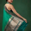Green Shaded Banarasi Silk Saree with Unstitched Blouse