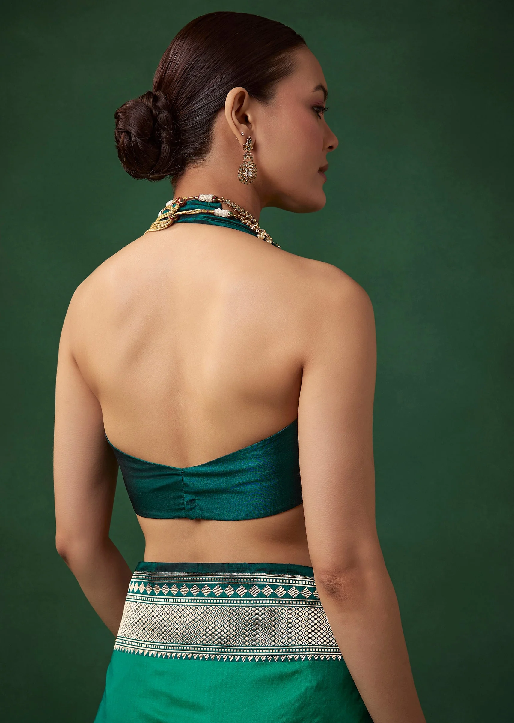 Green Shaded Banarasi Silk Saree with Unstitched Blouse