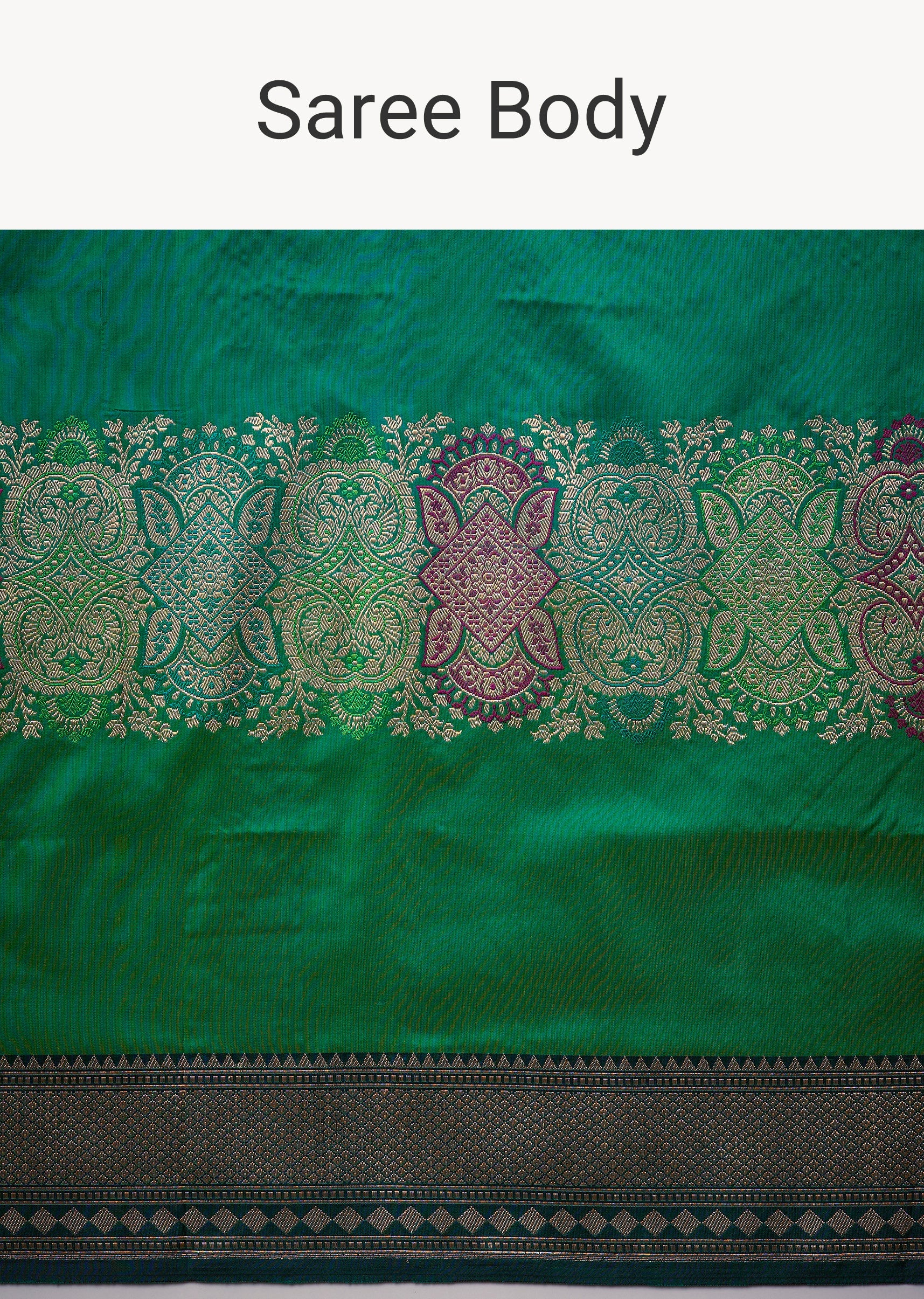 Green Shaded Banarasi Silk Saree with Unstitched Blouse