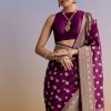 Wine Silk Handwoven Banarasi Saree With Zari Butti