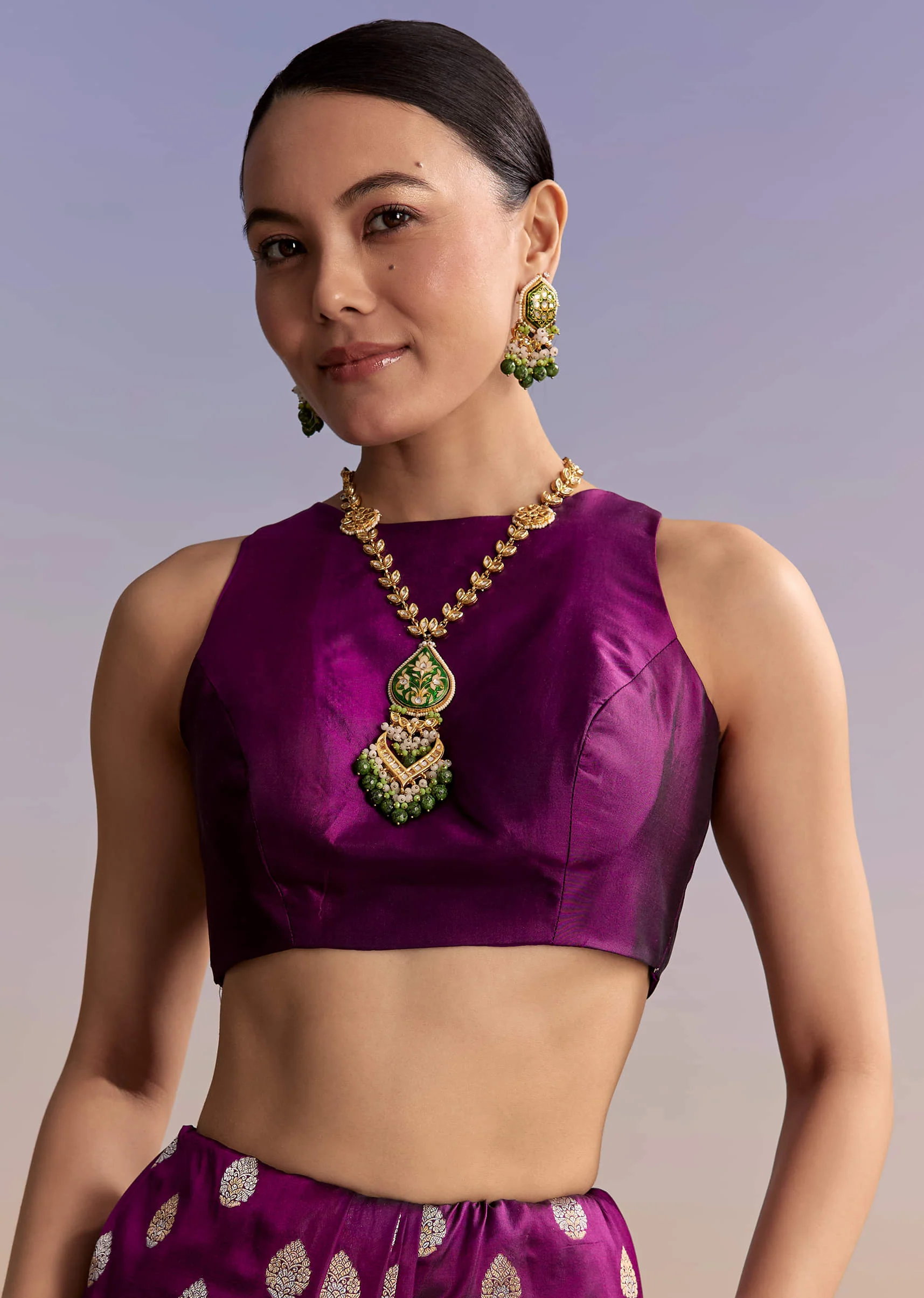 Wine Silk Handwoven Banarasi Saree With Zari Butti