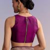 Wine Silk Handwoven Banarasi Saree With Zari Butti