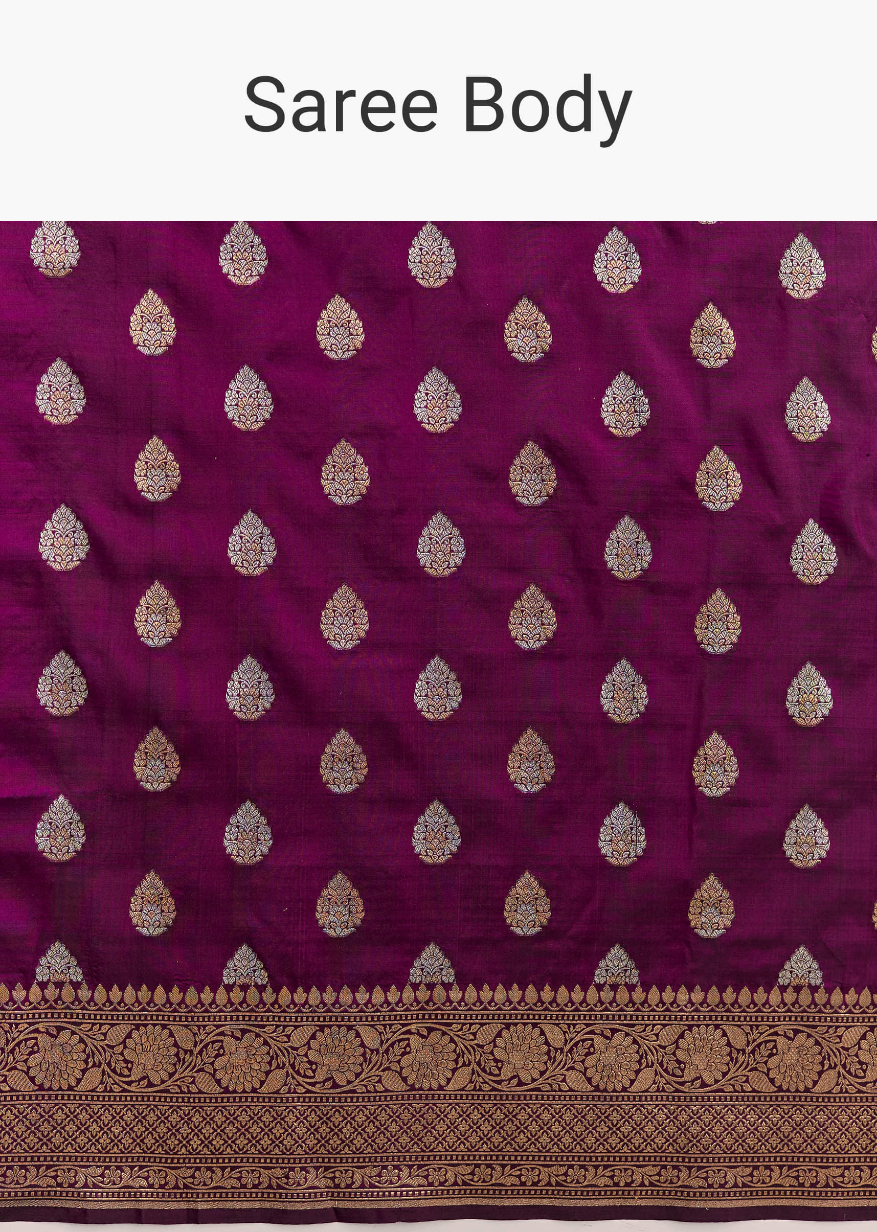 Wine Silk Handwoven Banarasi Saree With Zari Butti