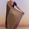 Wine Banarasi Silk Saree With Heavy Zari And Jaal Work