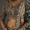 Dark Green Lehenga With Bold Festive Prints