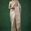 Silver Banarasi Jacquard Weave Saree with Unstitched Blouse