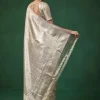 Silver Banarasi Jacquard Weave Saree with Unstitched Blouse