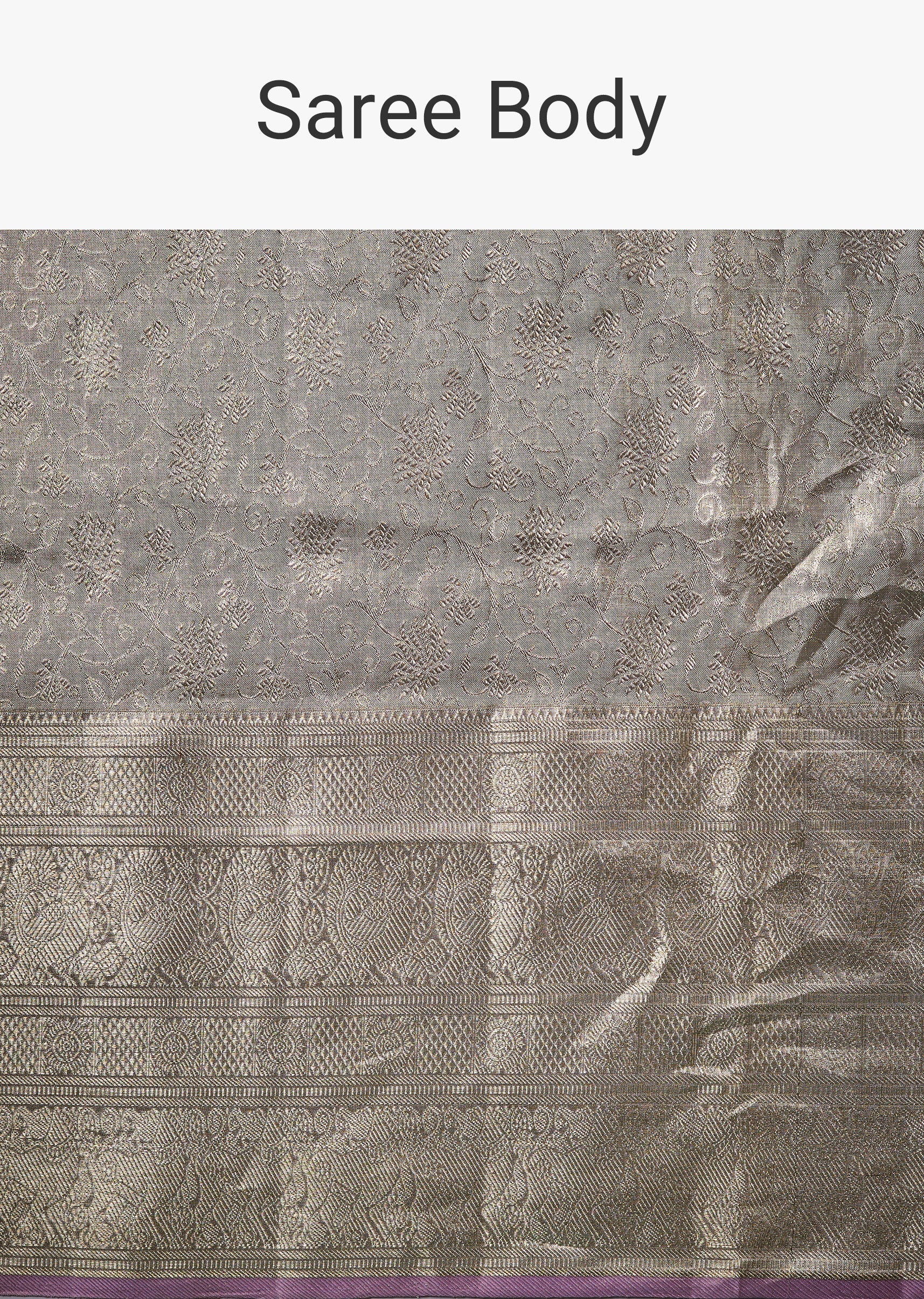 Silver Banarasi Jacquard Weave Saree with Unstitched Blouse