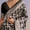 Black Silk Handwoven Banarasi Saree With Floral Zari Jaal Work