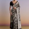 Black Silk Handwoven Banarasi Saree With Floral Zari Jaal Work