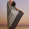 Black Silk Handwoven Banarasi Saree With Floral Zari Jaal Work