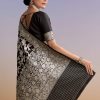 Black Silk Handwoven Banarasi Saree With Floral Zari Jaal Work