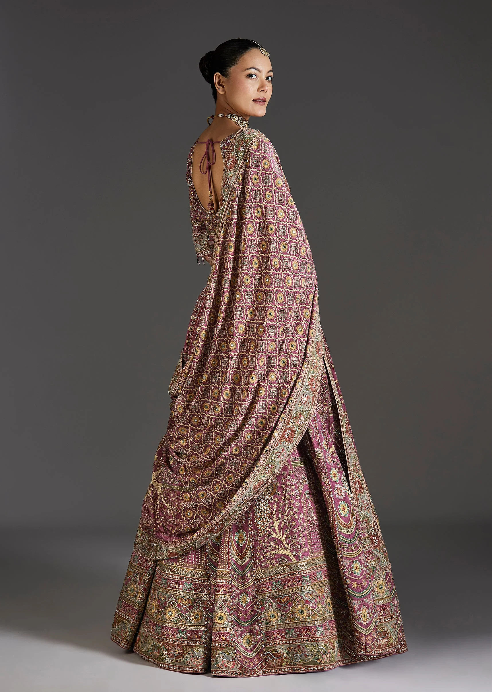 Purple Lehenga With Mirror Sparkle Detail