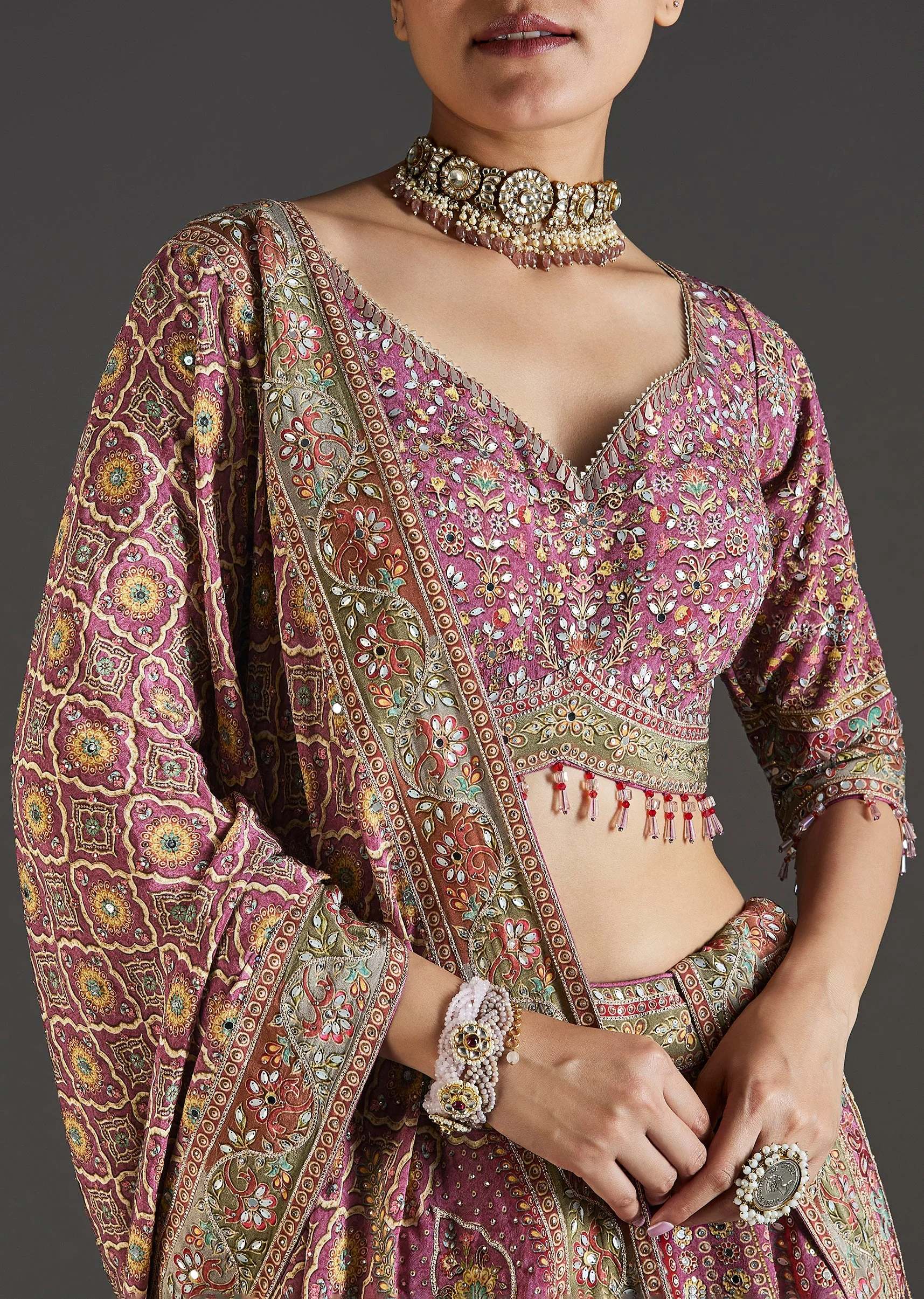 Purple Lehenga With Mirror Sparkle Detail