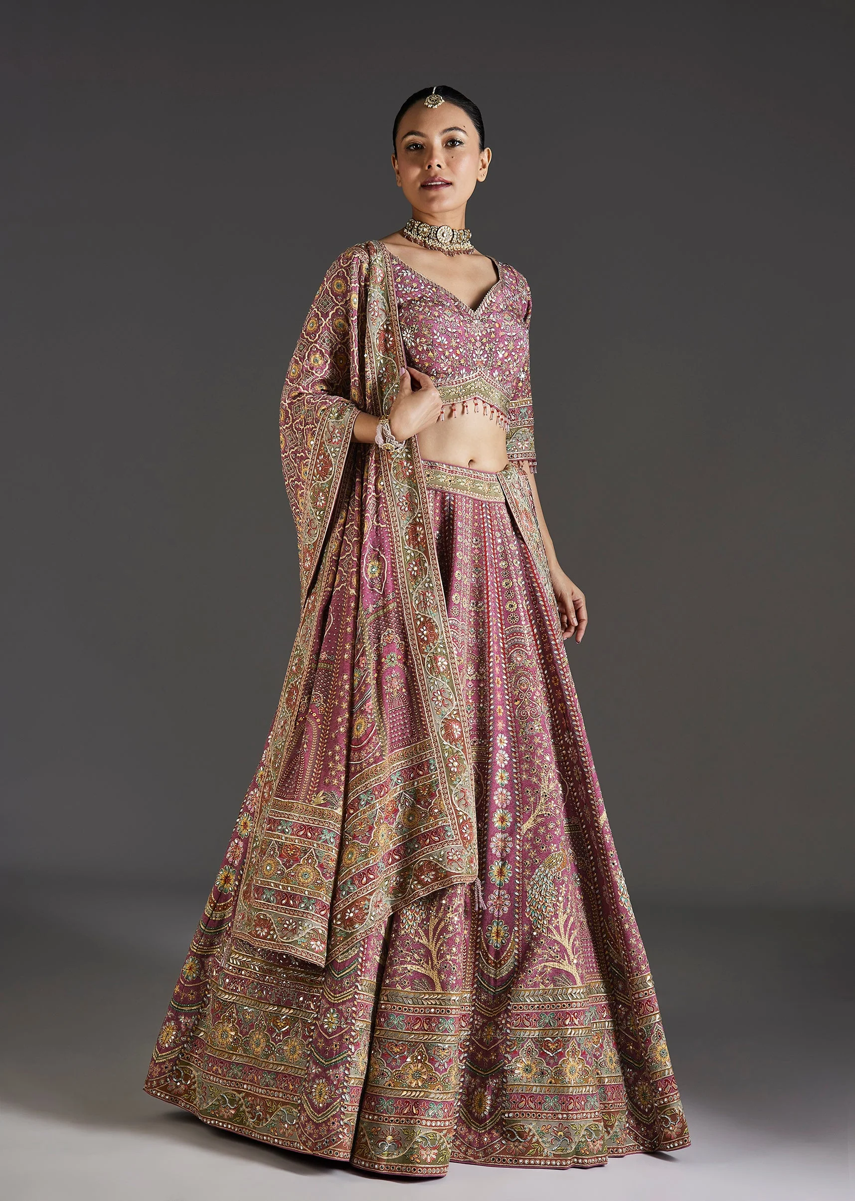 Purple Lehenga With Mirror Sparkle Detail