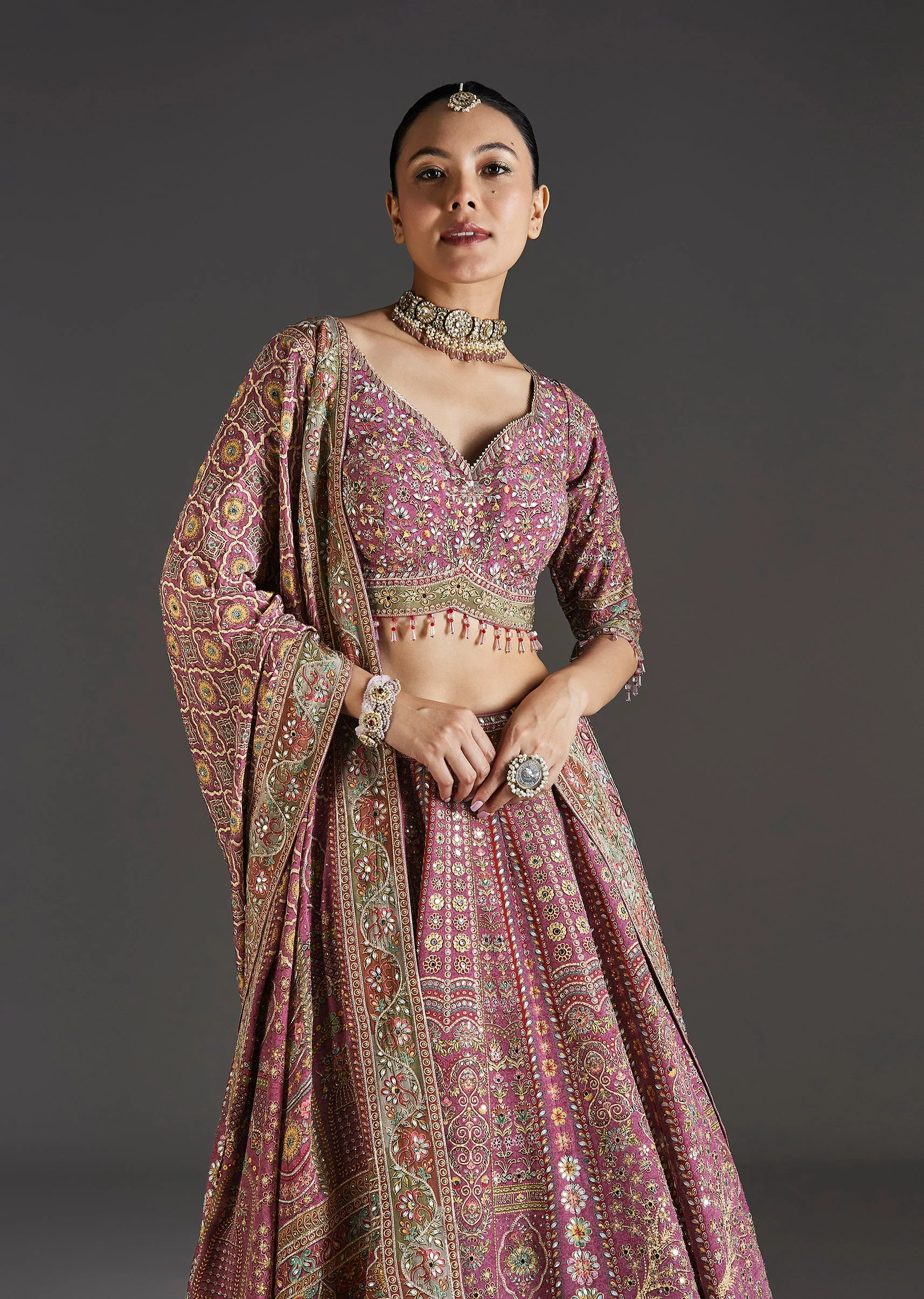 Purple Lehenga With Mirror Sparkle Detail