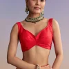 Red Silk Handwoven Banarasi Saree With Floral Zari Jaal Work