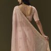 Pink Banarasi Tissue Saree With Velvet Embroidered Blouse