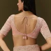 Peach Banarasi Tissue Saree With Velvet Embroidered Blouse