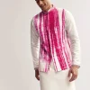 Pink Silk Tie-Dye Kurta Jacket Set For Men With Sequin Work