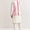 Pink Silk Tie-Dye Kurta Jacket Set For Men With Sequin Work
