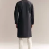 Black Silk Kurta Set For Men With Zardosi And Aari Work