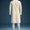 Off White Silk Kurta Set For Men With Zardosi And Aari Work