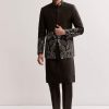 Black Silk Kurta Jacket Set For Men With Zardosi Embroidery