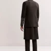 Black Silk Kurta Jacket Set For Men With Zardosi Embroidery