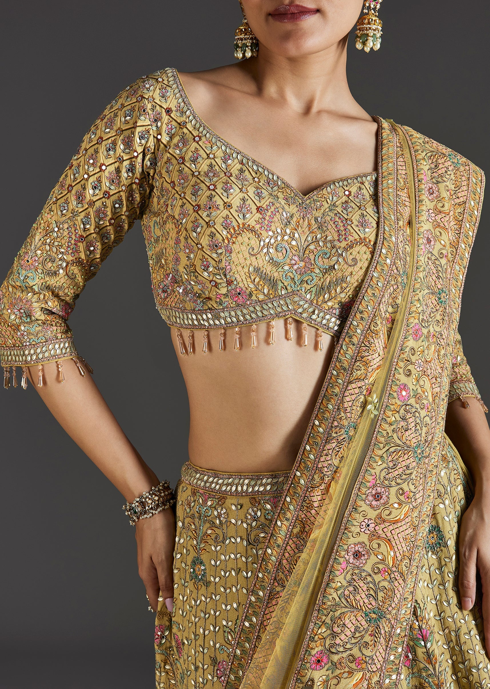 Yellow Lehenga With Beadwork Charm