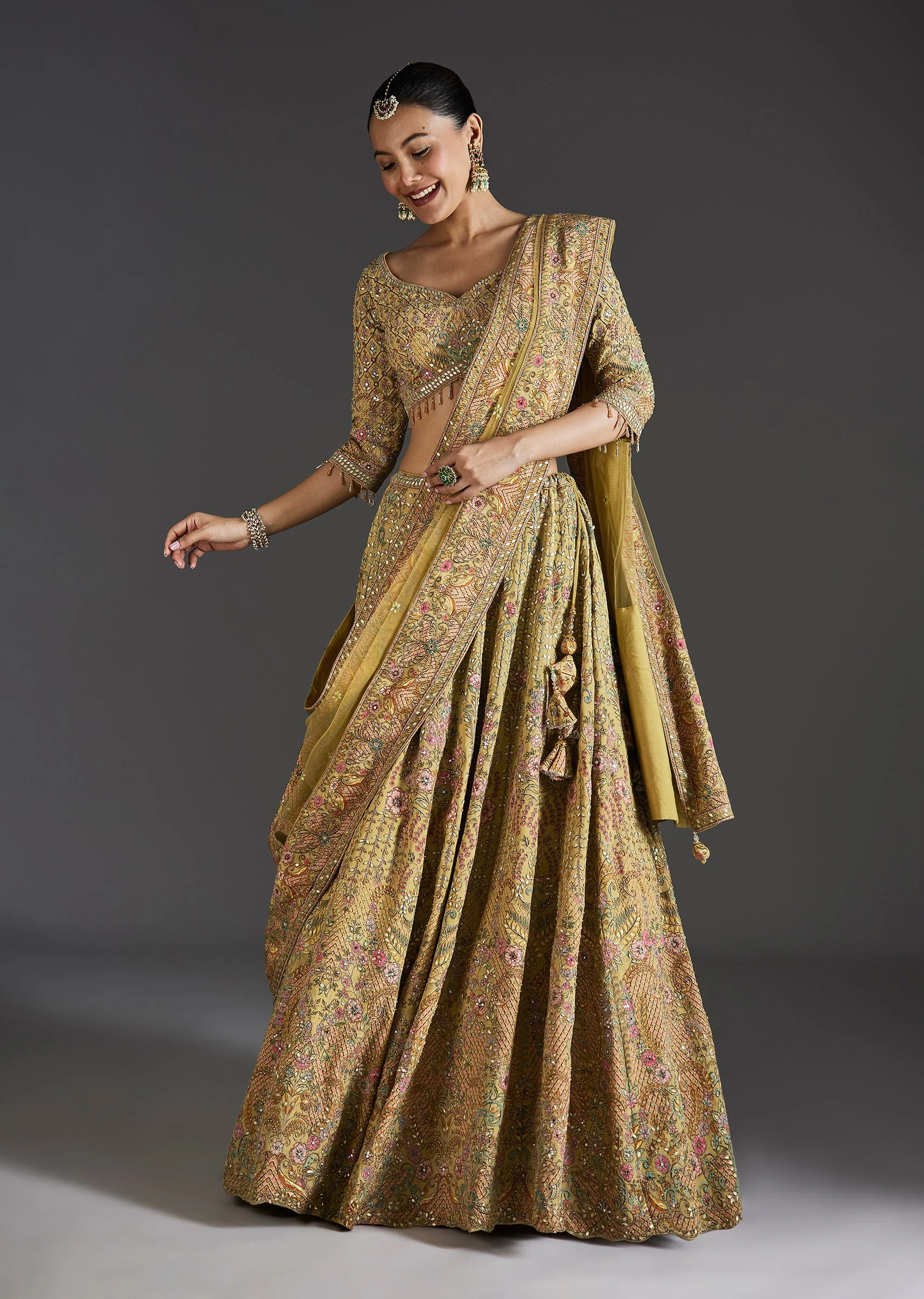 Yellow Lehenga With Beadwork Charm