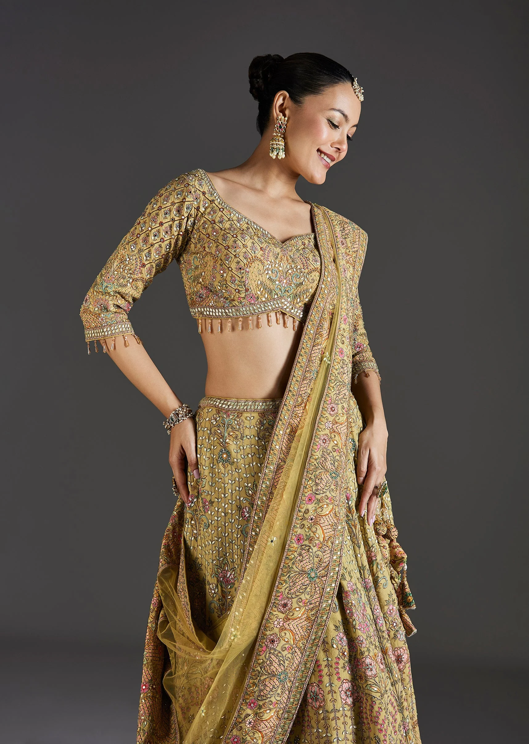 Yellow Lehenga With Beadwork Charm