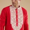 Red Banarasi Silk Embroidered Kurta Set