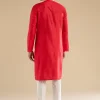 Red Banarasi Silk Embroidered Kurta Set