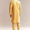 Yellow Silk Kurta Set For Men With Zardosi And Aari Work