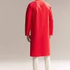 Red Silk Kurta Set For Men With Kashmiri Hand Work