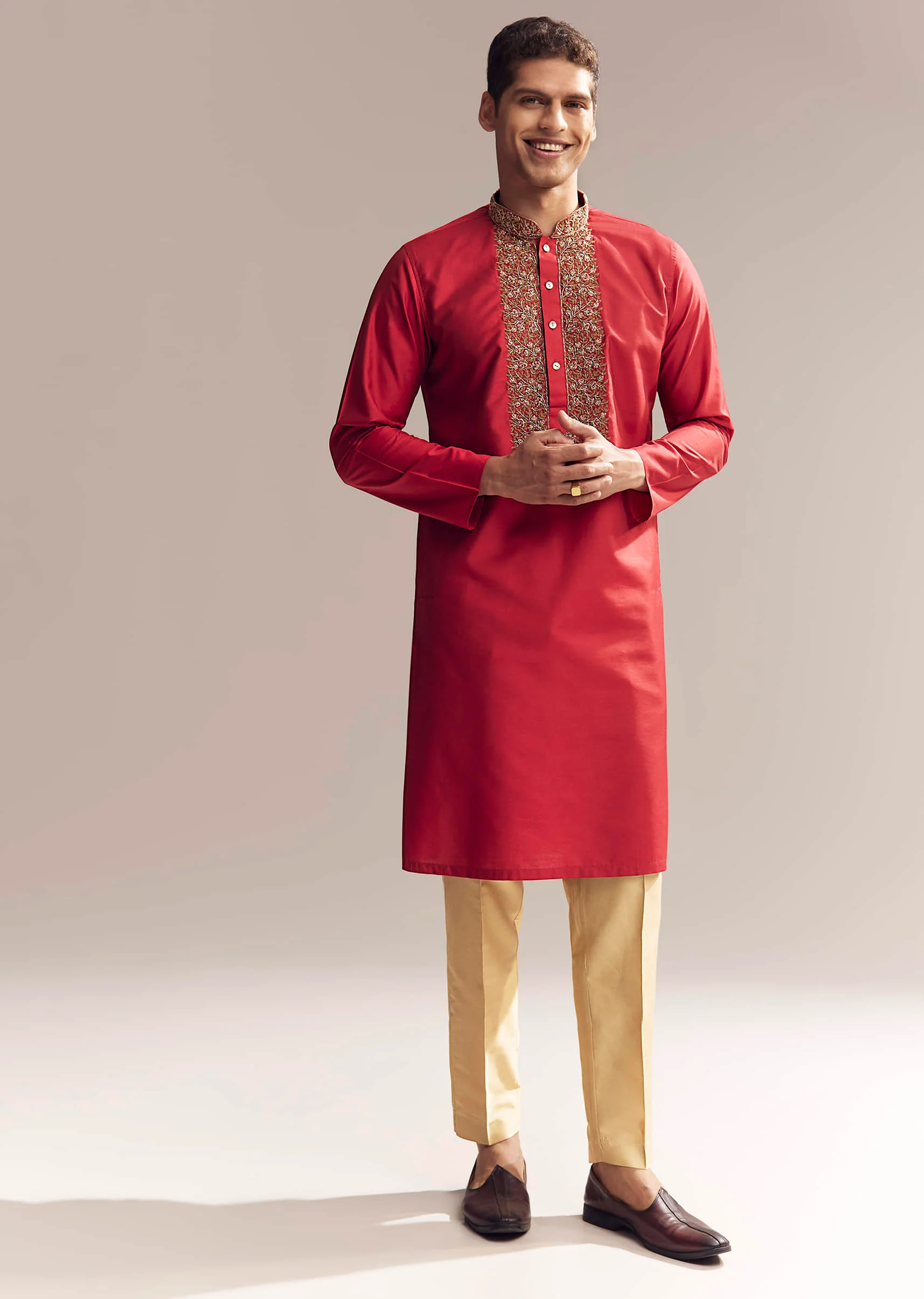 21839-36-36-variation-1.webp Red Silk Kurta Set For Men With Aari And Resham Knots