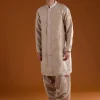 Brown Banarasi Silk Mens Kurta Pant Set
