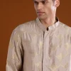 Brown Banarasi Silk Mens Kurta Pant Set