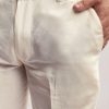Cream Silk Kurta Jacket Set For Men With Floral Hand Embroidery