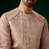 Peach Banarasi Silk Kurta Jacket Set